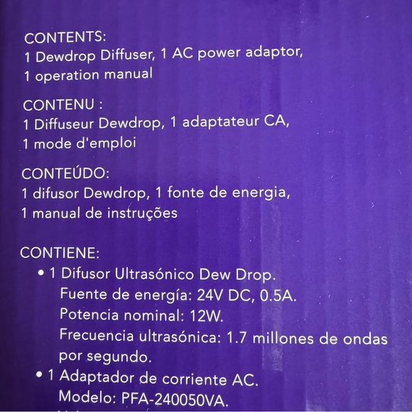 Young Living DEW DROP Essential Oil Ultrasonic Home Diffuser NEW In Box - Picture 6 of 6
